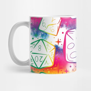 Dungeons and Dragons Dice Pattern | Rainbow White DnD D20 Master Mug